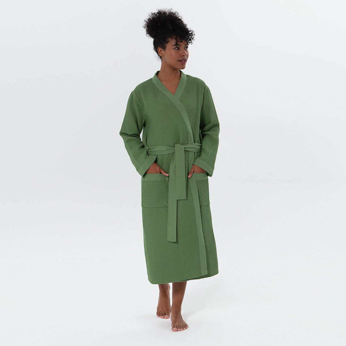 Women’s Lightweight Kimono Waffle Spa Robe-0
