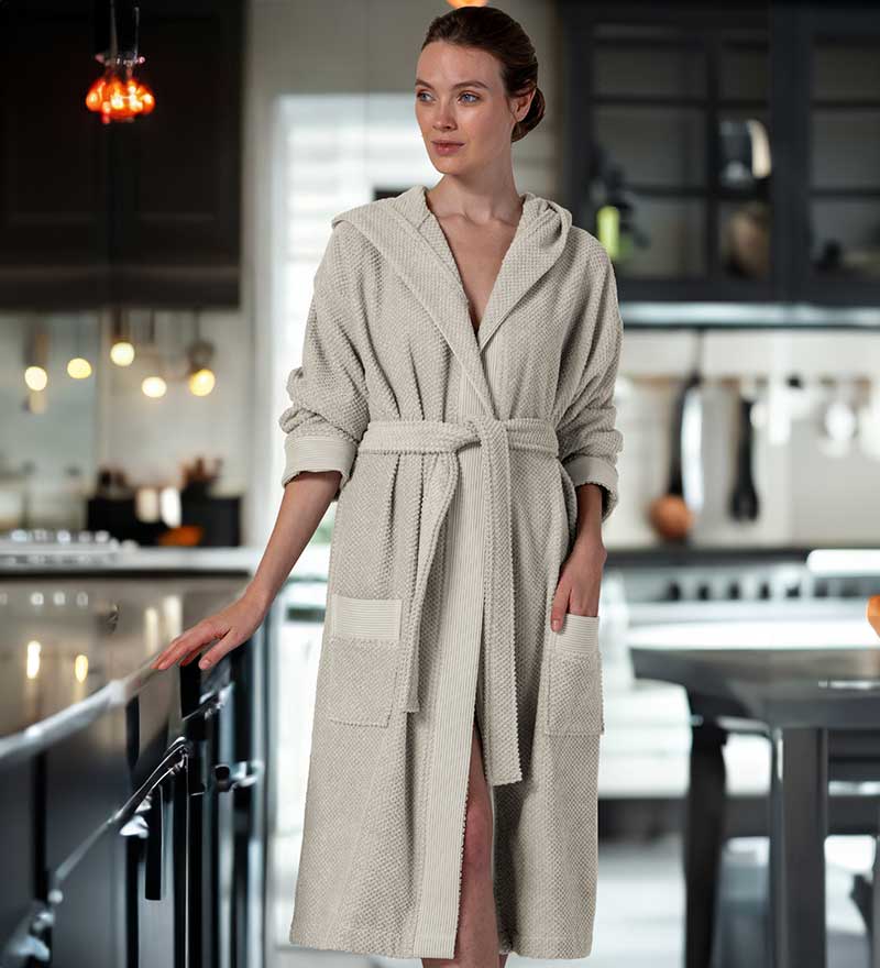 Womens Hooded Turkish Cotton Terry Cloth Robe-2