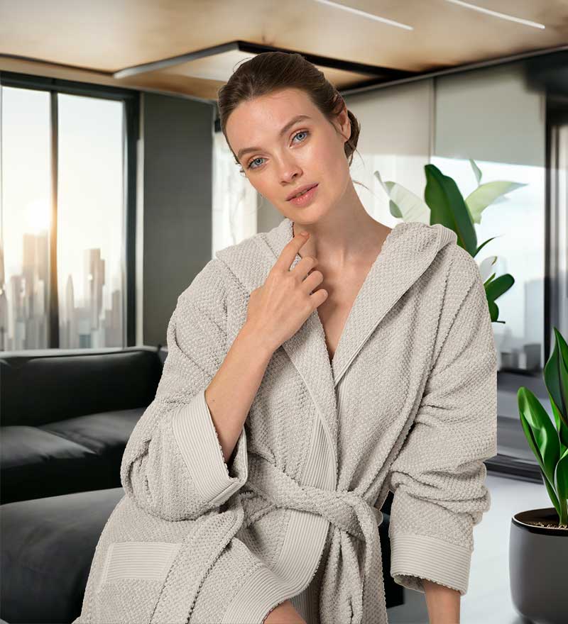 Womens Hooded Turkish Cotton Terry Cloth Robe-0